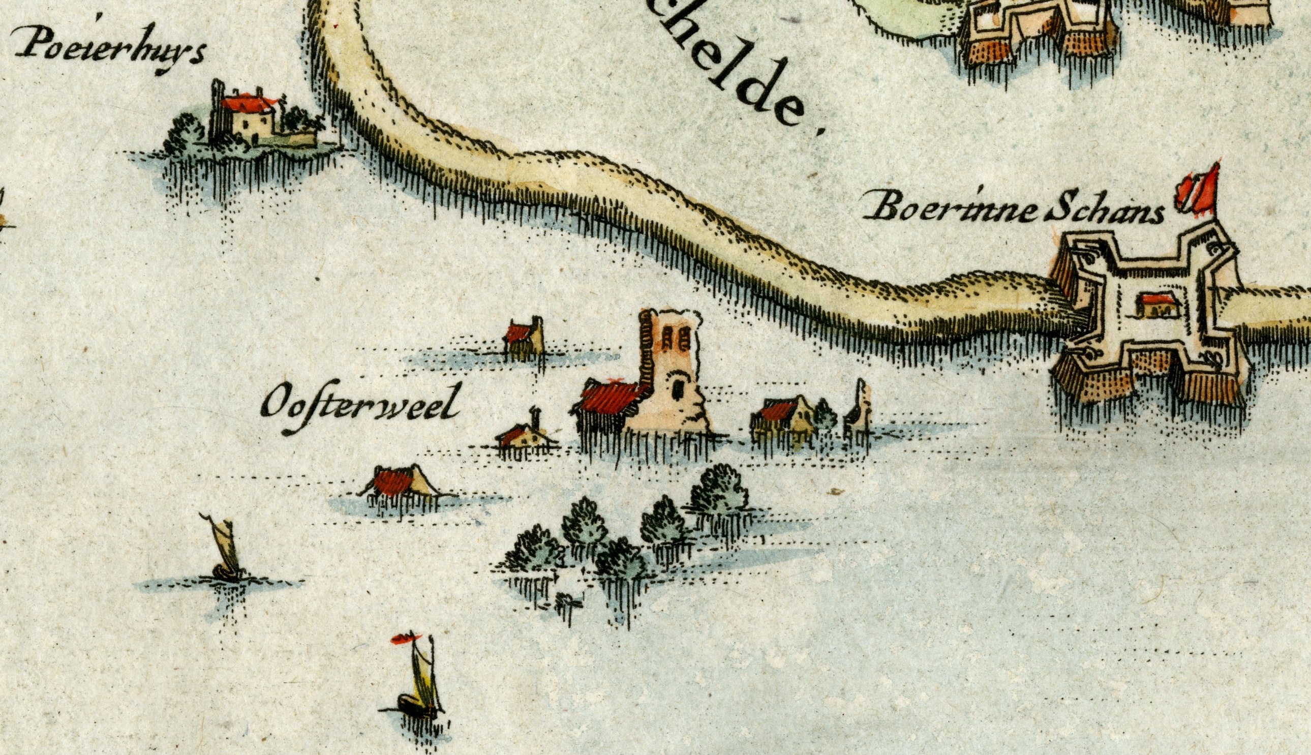 Kaart Luyken toestand 1585 bij het beleg van Antwerpen. Oosterweel was toen ook verlaten. Kaart Luyken toestand 1585 bij het beleg van Antwerpen. Oosterweel was toen ook verlaten.